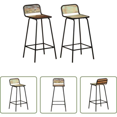 Taburetes de bar -  Taburetes de cocina 2 unidades madera maciza reciclada