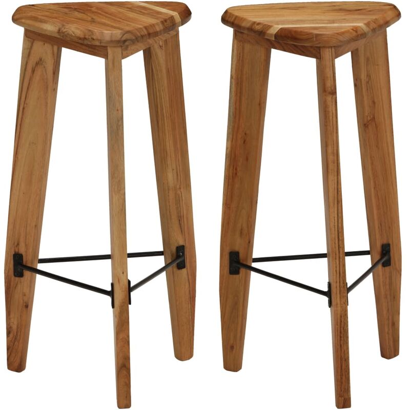 

vidaXL Taburetes de cocina 2 unidades madera maciza de acacia - Marrón