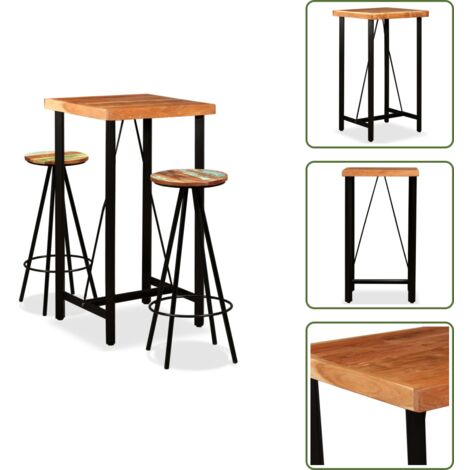 Taburetes de bar - vidaXL Set de muebles de bar 3 piezas acacia y madera reciclada - Estilo industrial