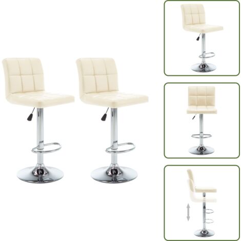 Taburetes de bar - vidaXL Taburetes de cocina 2 unidades cuero sintético color crema - Reposapiés