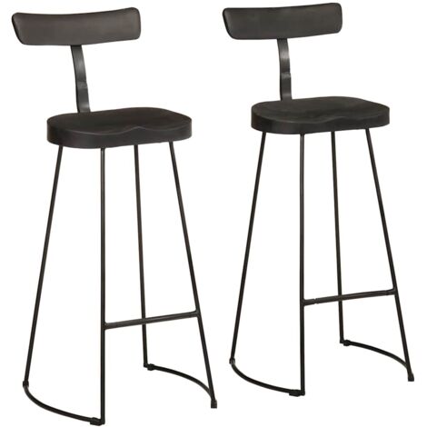 Taburetes de barra 2 uds negro 49x43x103 cm madera maciza mango