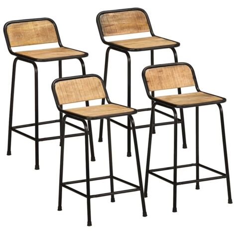 Taburetes de barra 4 uds 46x35,5x80 cm madera maciza de mango vidaXL