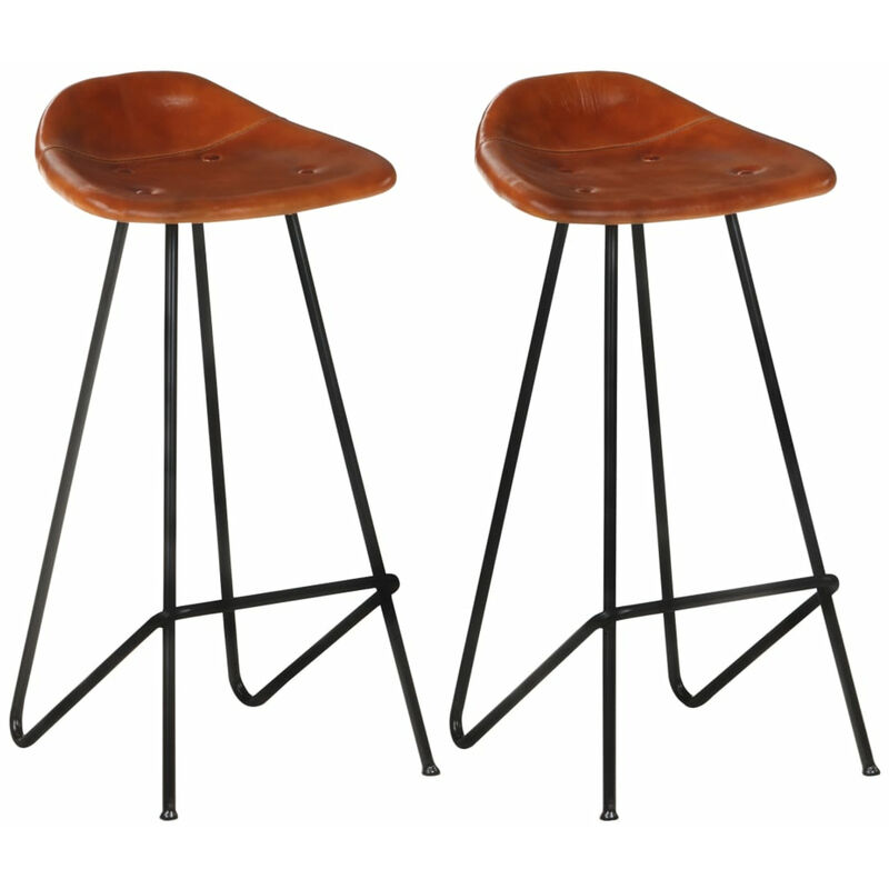 

Happyshopping - Taburetes de barra de cocina 2 uds cuero autentico marron
