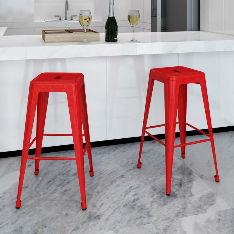 

Happyshopping - Taburetes de barra de cocina 2 unidades acero rojo