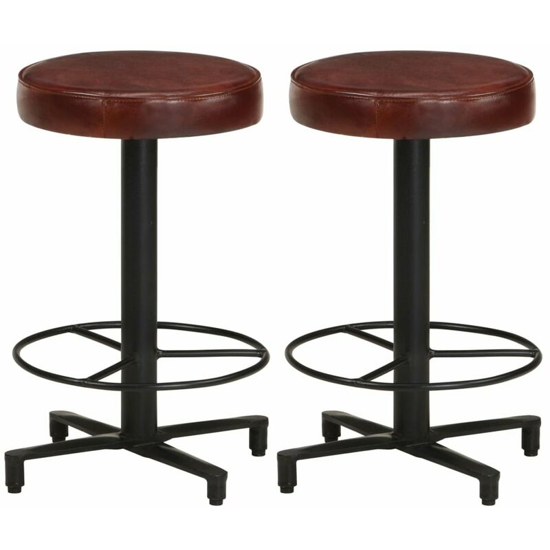 

Happyshopping - Taburetes de barra de cocina 2 unidades cuero autentico 52 cm
