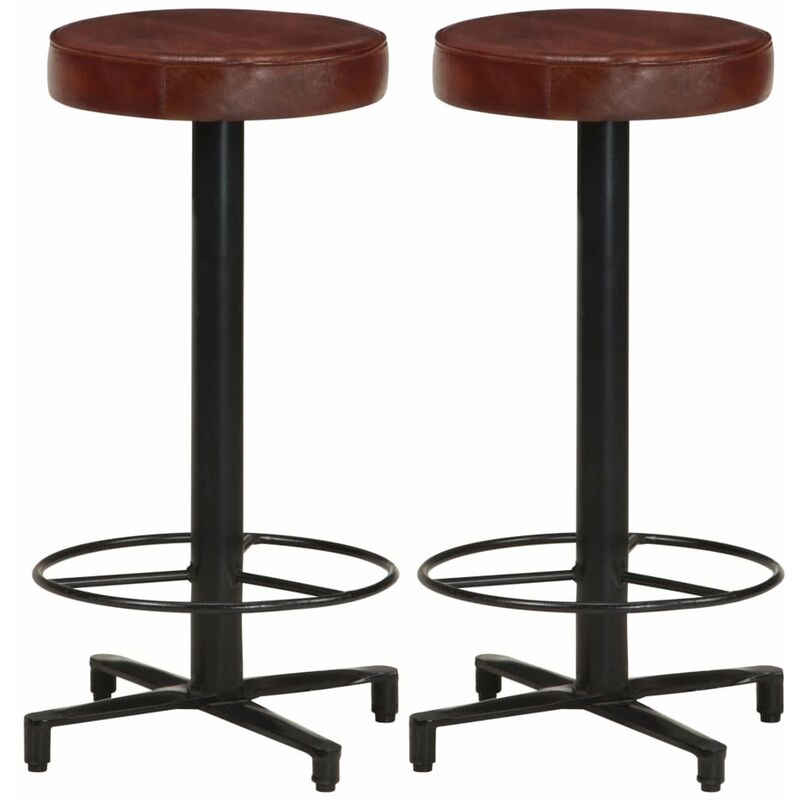 

Happyshopping - Taburetes de barra de cocina 2 unidades cuero autentico 66 cm