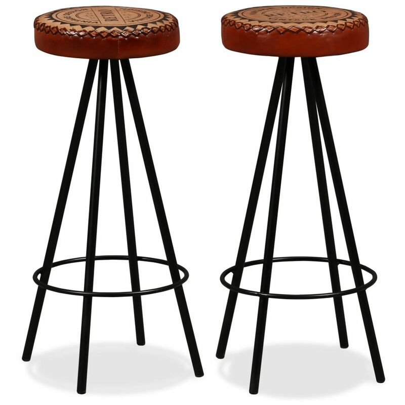 

Taburetes de barra de cocina 2 unidades cuero autentico