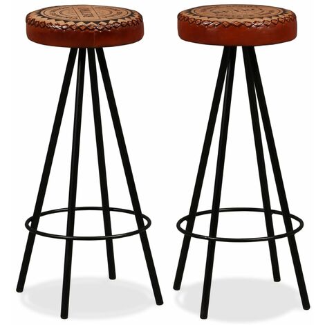 Taburetes de barra de cocina 2 unidades cuero auténtico vidaXL