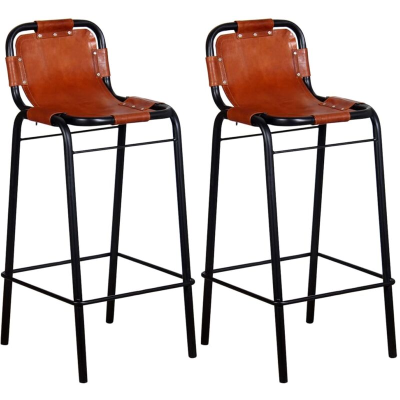 

Taburetes de barra de cocina 2 unidades cuero auténtico - Marrón