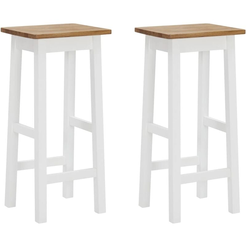 

Taburetes de barra de cocina 2 unidades madera maciza de roble - Blanco