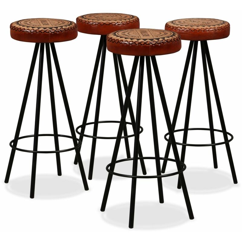 

Taburetes de barra de cocina 4 unidades cuero auténtico