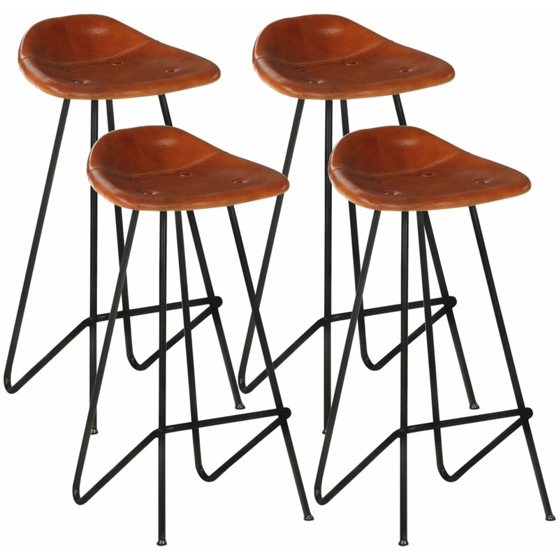 

Happyshopping - Taburetes de barra de cocina 4 unidades cuero autentico marron