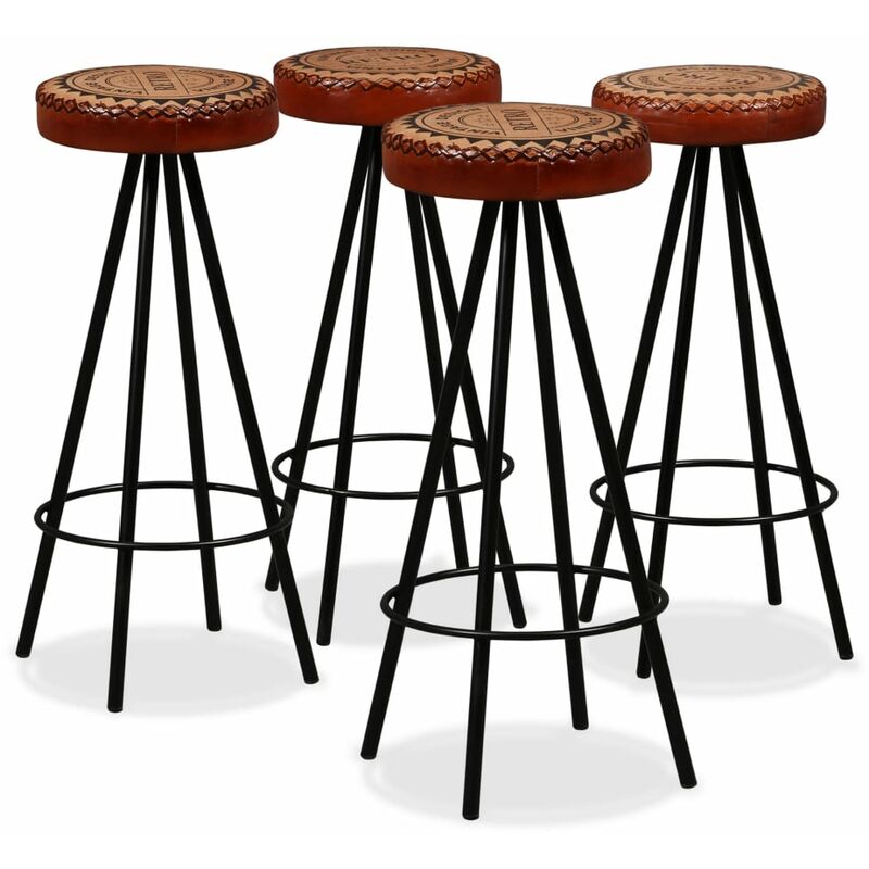 

Taburetes de barra de cocina 4 unidades cuero auténtico - Marrón