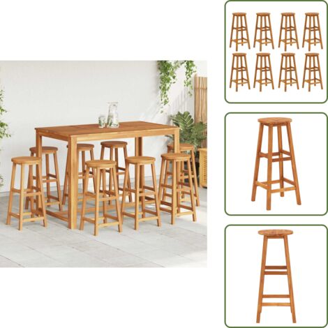 Taburetes de barra - vidaXL Taburetes de barra de cocina 8 unidades madera maciza acacia - Sillas de madera