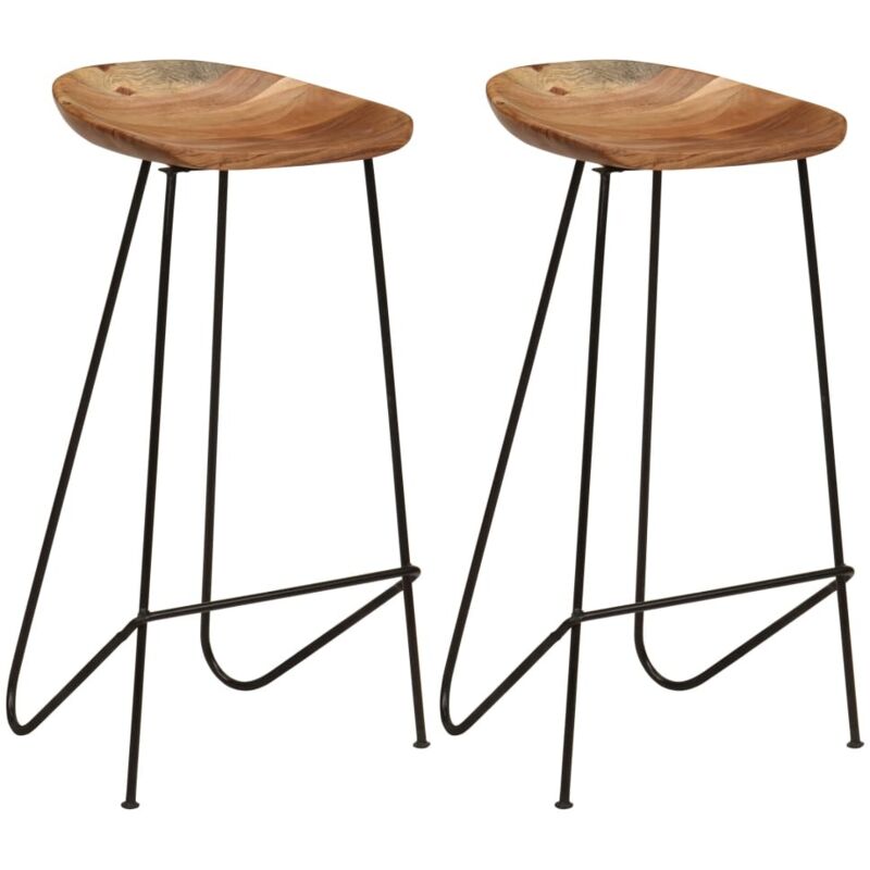 

vidaXL Taburetes de cocina 2 unidades madera maciza de acacia - Marrón