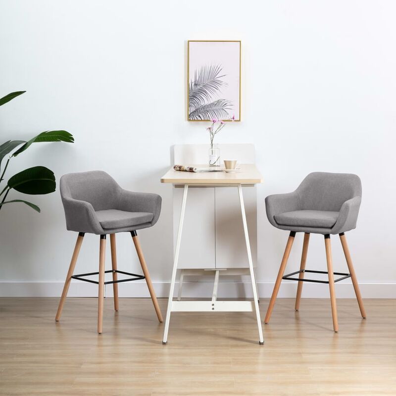 

Taburete de Cocina con Reposabrazos Tela 2 Unidades Gris Claro - Gris - Vidaxl