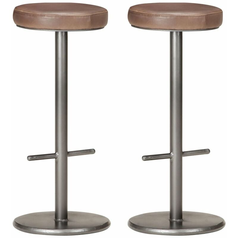 

Happyshopping - Taburetes de cocina 2 uds cuero autentico marron envejecido