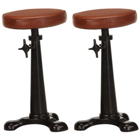 Taburetes de cocina 2 uds cuero auténtico marrón hierro fundido vidaXL