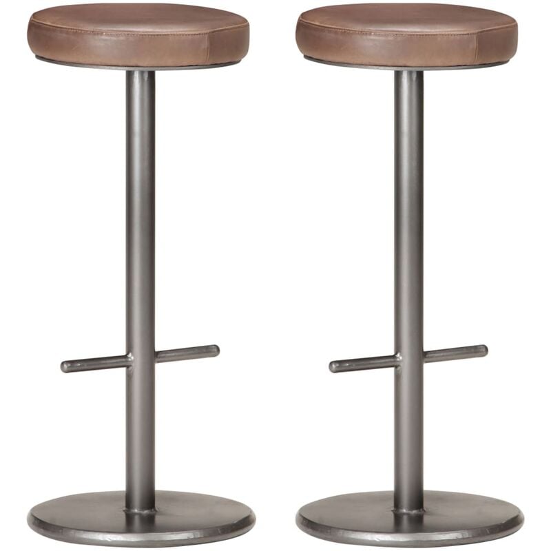 

Taburetes de cocina 2 uds cuero auténtico marrón envejecido - Marrón