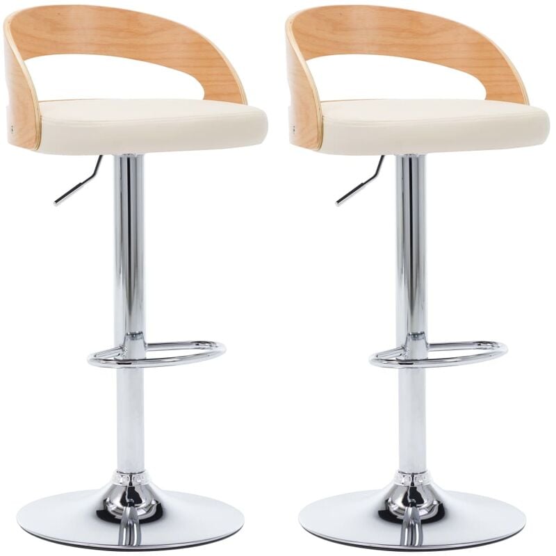 

Taburetes de cocina 2 uds cuero sintético madera curvada crema