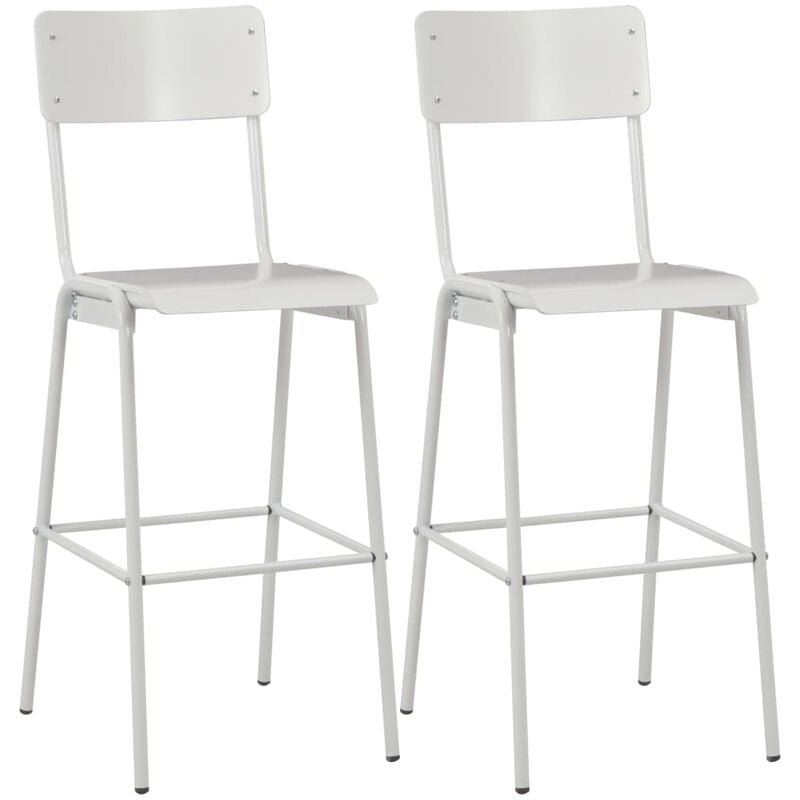 

Taburetes de cocina 2 uds madera contrachapada y acero blanco