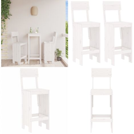 Taburetes de cocina 2 uds madera pino blanco 40x48,5x115,5 cm - Madera de pino - Muebles de exterior