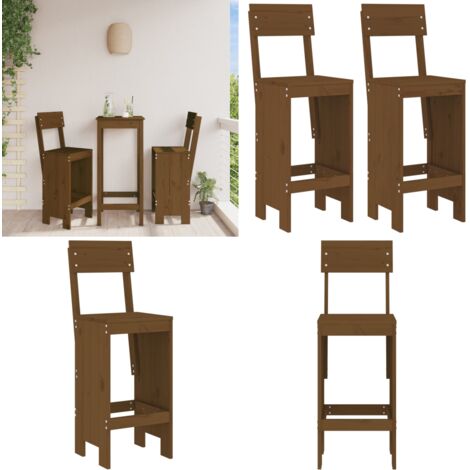 Taburetes de cocina 2 uds madera pino marrón 40x48,5x115,5 cm - Madera maciza - Pino