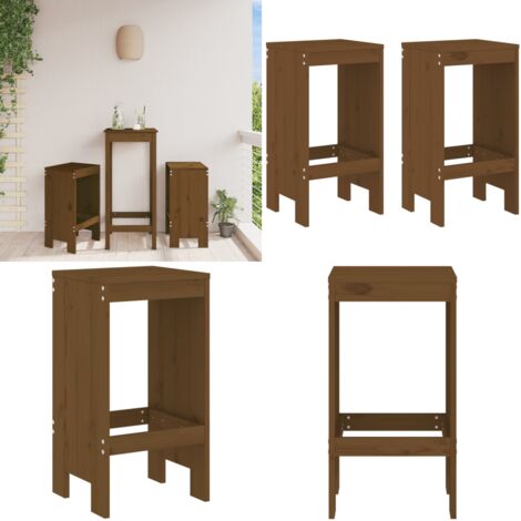 Taburetes de cocina 2 uds madera pino marrón miel 40x36x75 cm - Madera maciza - Pino