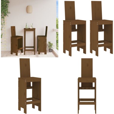 Taburetes de cocina 2 uds madera pino marrón miel 40x42x120 cm - Madera maciza - Pino