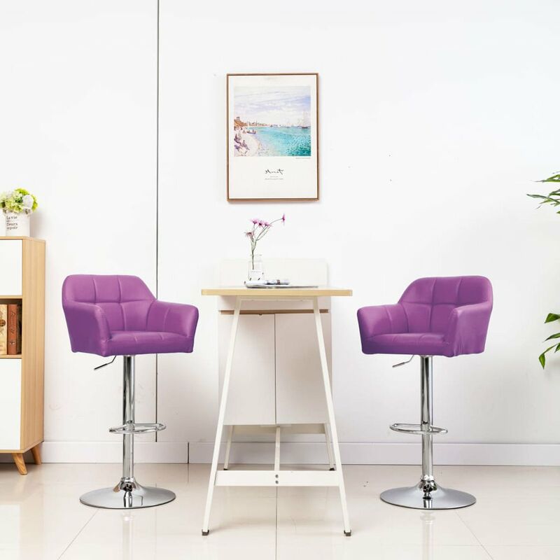 

Happyshopping - Taburetes de cocina 2 uds reposabrazos cuero sintetico morado