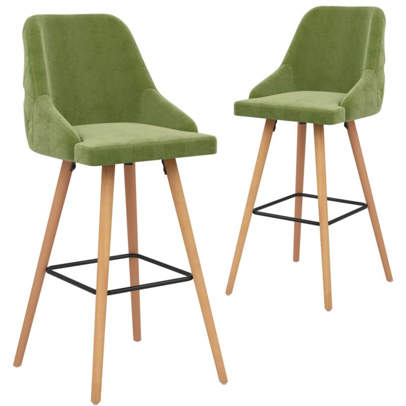 

vidaXL Taburetes de Cocina 2 Unidades Terciopelo Verde Claro - Verde