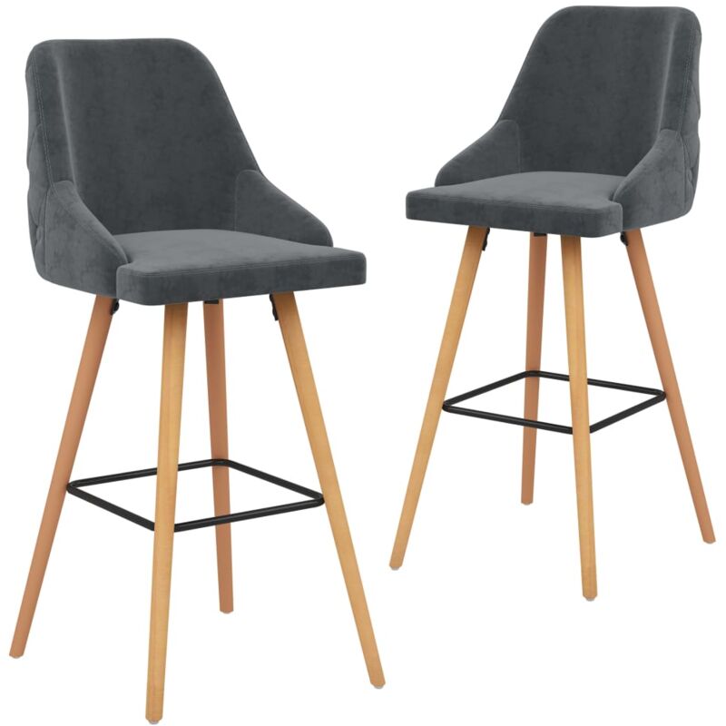 

vidaXL Taburetes de Cocina 2 Unidades Terciopelo Gris Oscuro - Gris