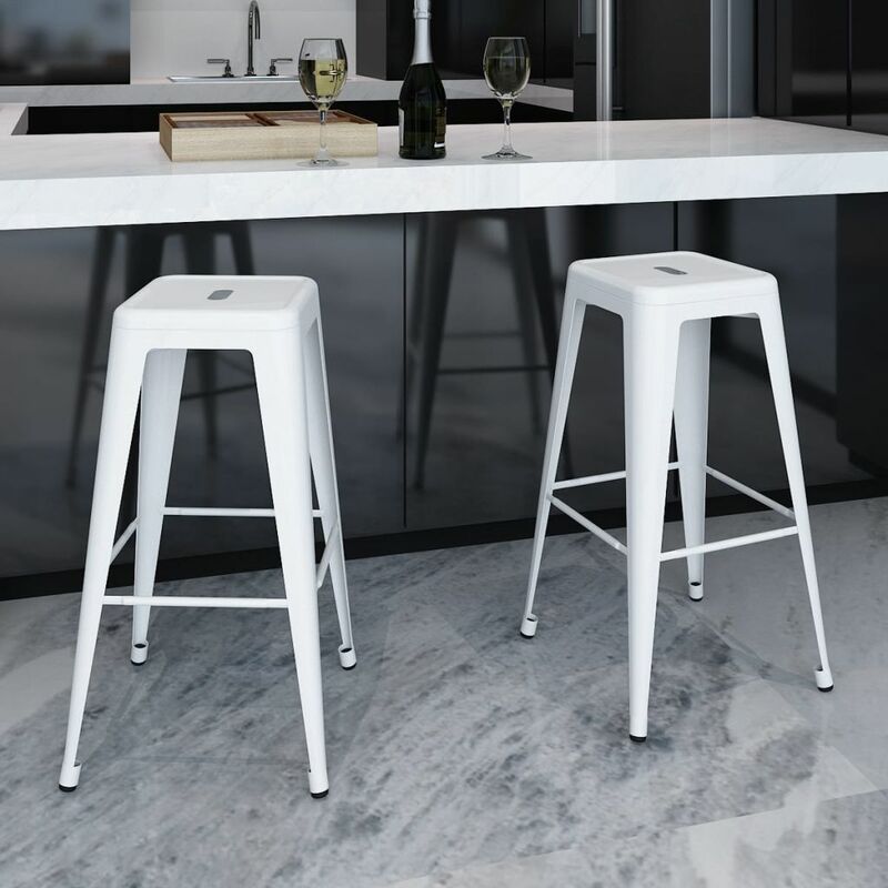 

Taburetes de cocina 2 unidades acero blancos