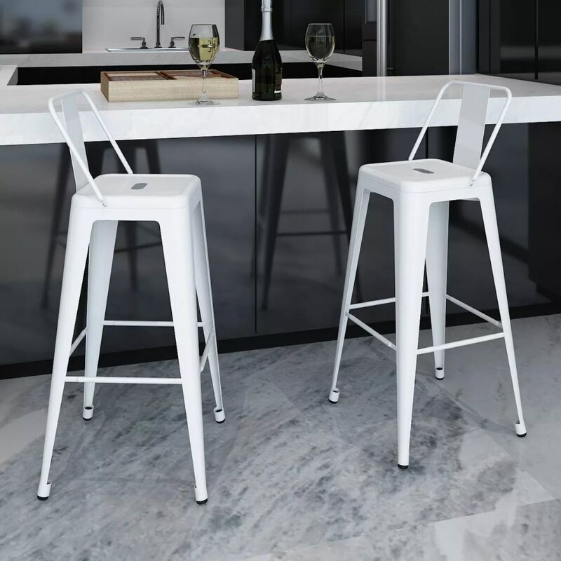 

Taburetes de cocina 2 unidades acero blancos