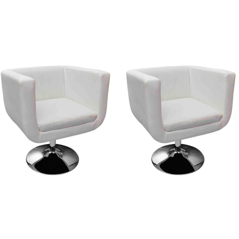 

Taburetes de cocina 2 unidades cuero artificial blanco - Blanco