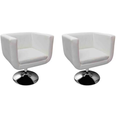 Taburetes de cocina 2 unidades cuero artificial blanco vidaXL