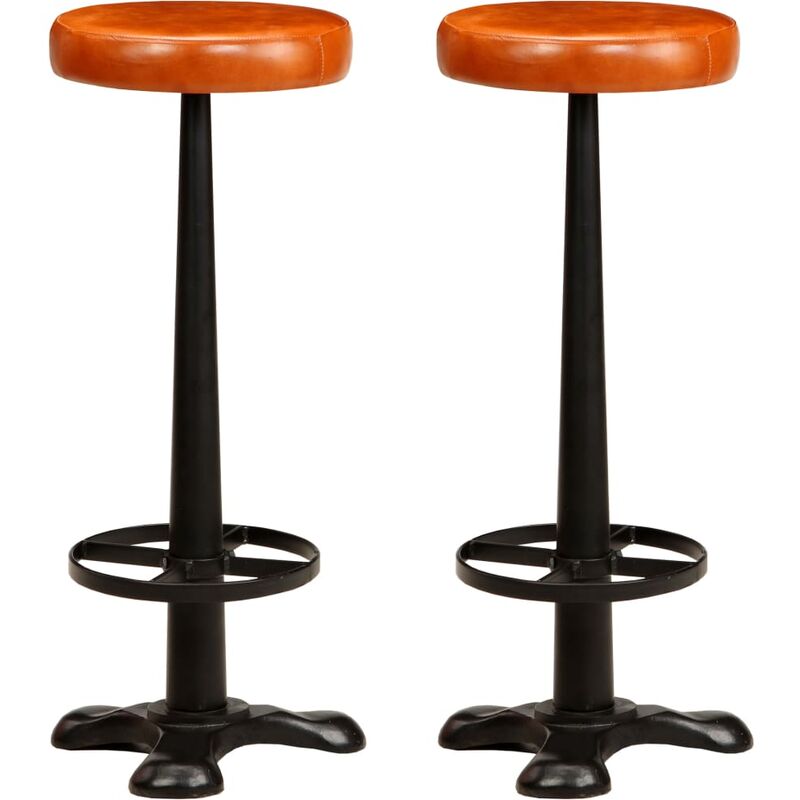 

Taburetes de cocina 2 unidades cuero auténtico