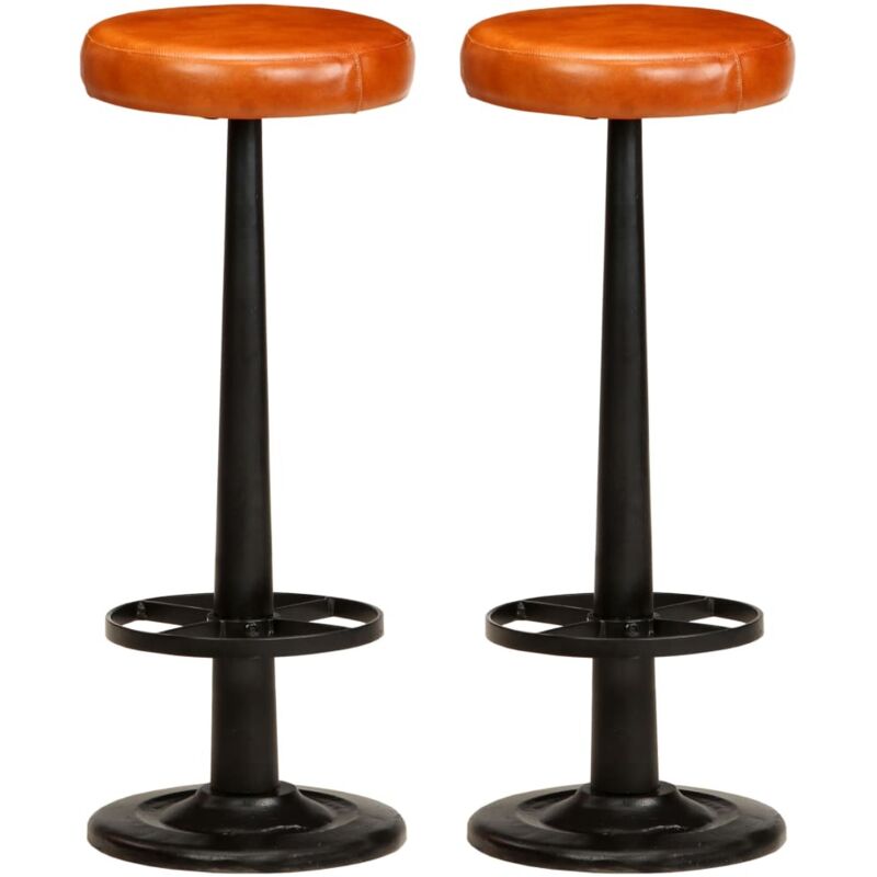 

Taburetes de cocina 2 unidades cuero auténtico - Marrón - Vidaxl