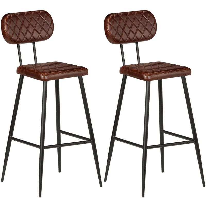 

Taburetes de cocina 2 unidades cuero auténtico marrón