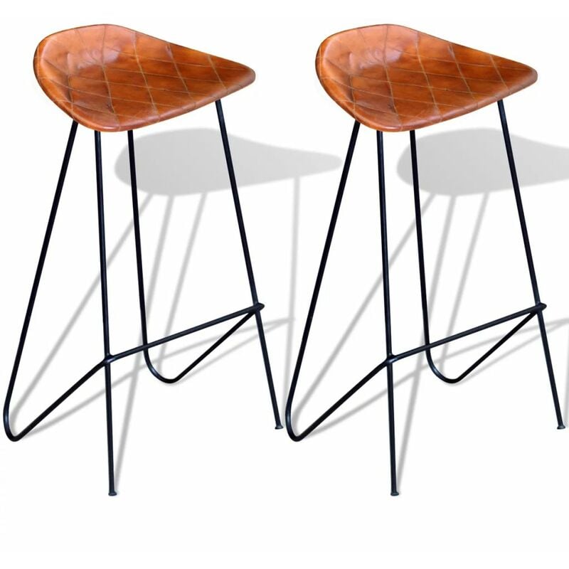 

Taburetes de cocina 2 unidades cuero autentico negro y marron