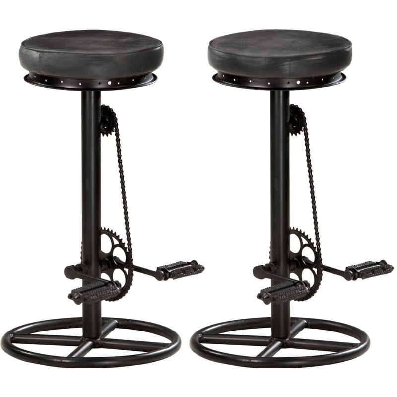 

Taburetes de cocina 2 unidades cuero auténtico de cabra negro - Negro