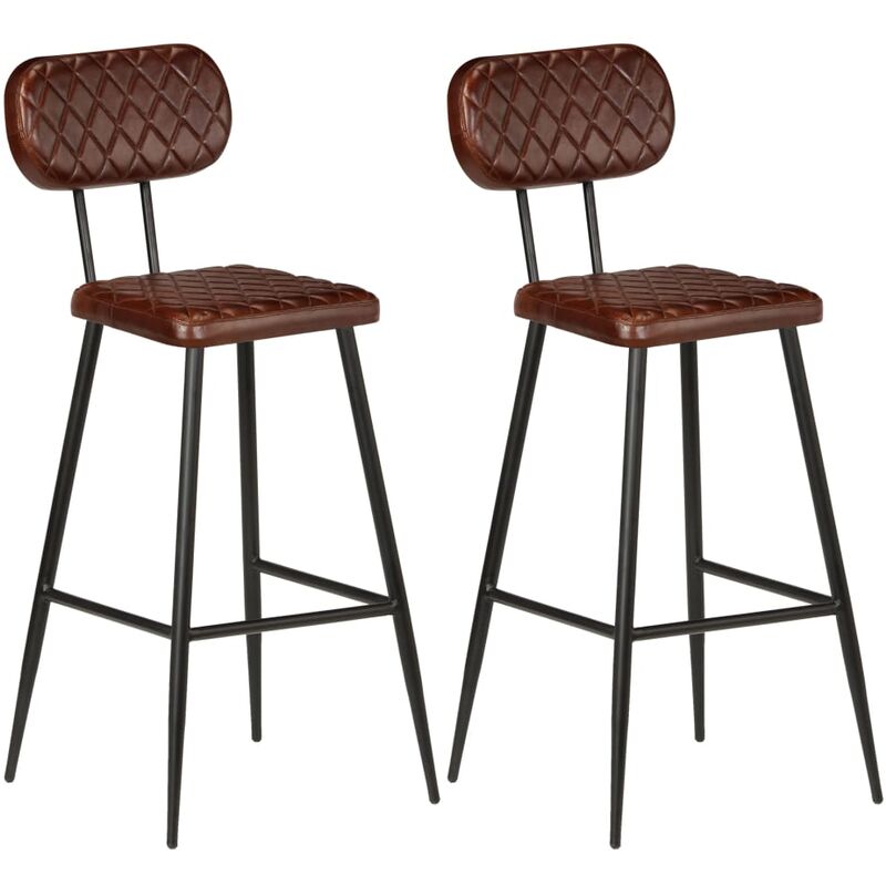 

Taburetes de cocina 2 unidades cuero auténtico marrón - Marrón