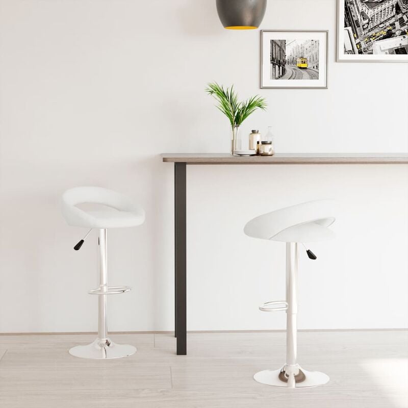 

Taburetes de cocina 2 unidades cuero sintético blanco