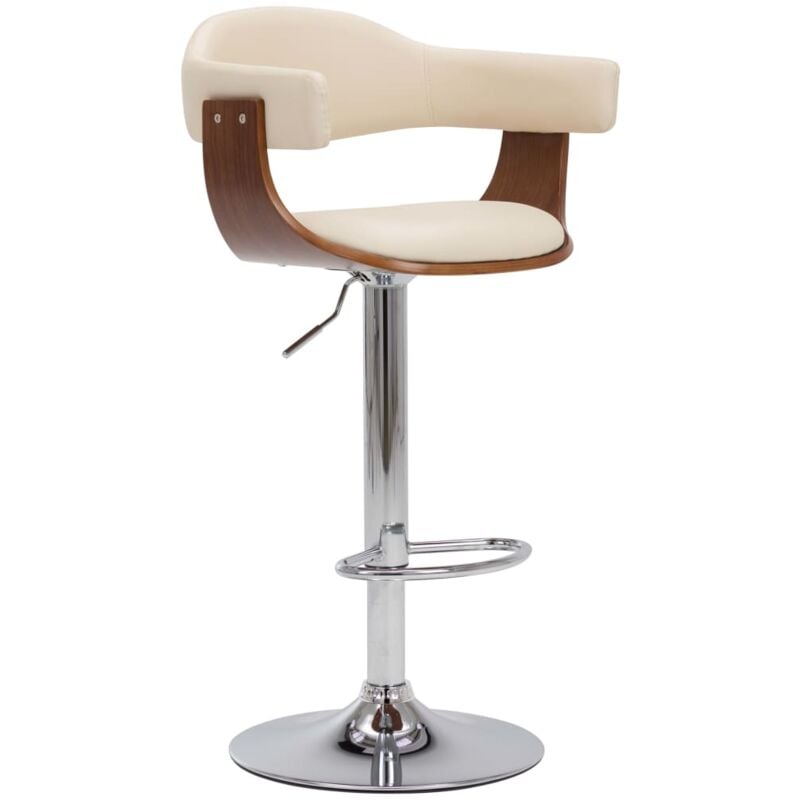 

vidaXL Madera Curvada Taburetes de Cocina 2 Unidades Cuero Sintético Crema Marrón Oscuro - Crema