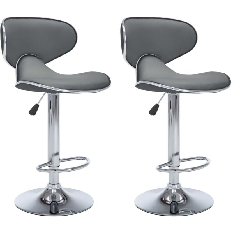 

vidaXL Taburetes de Cocina Cuero Sintético 2 Unidades Gris - Gris