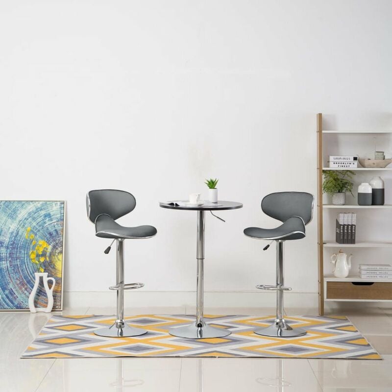 

Happyshopping - Taburetes de cocina 2 unidades cuero sintetico gris