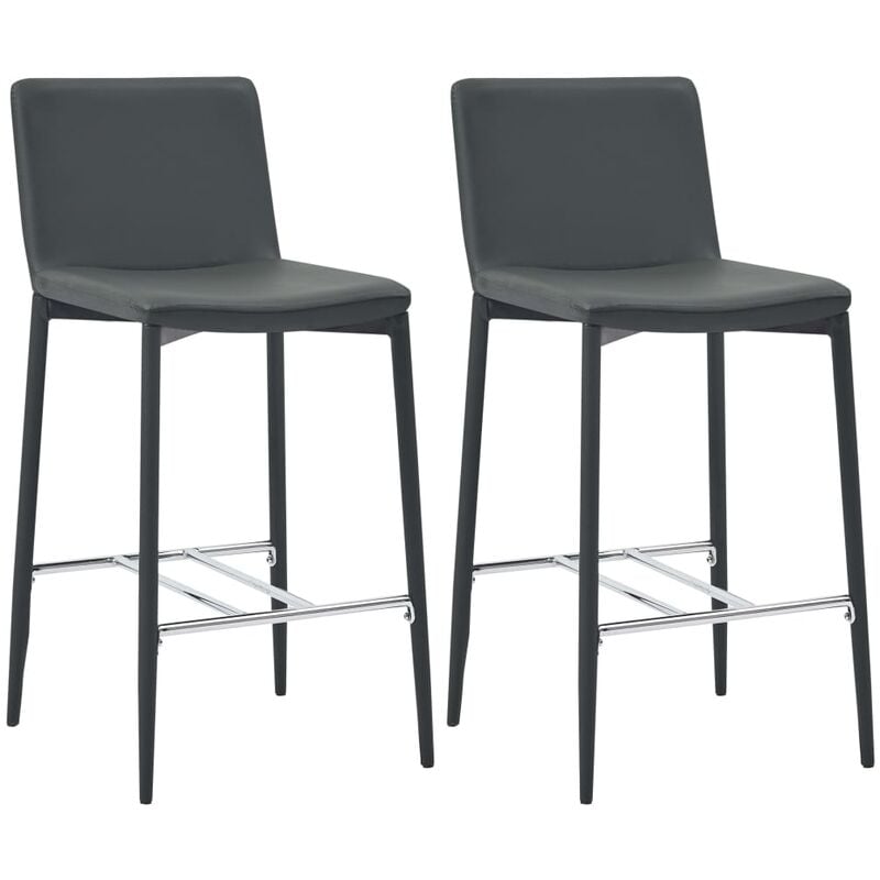 

Taburetes de cocina 2 unidades cuero sintético gris