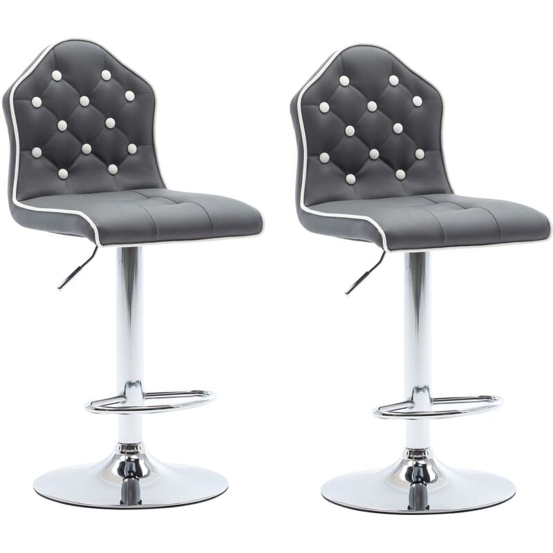 

vidaXL Taburetes de Cocina 2 Unidades Cuero Sintético Gris - Gris