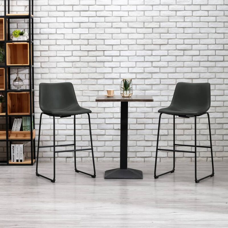 

Vidaxl - Taburete de Cocina Cuero Sintético 2 Unidades Gris - Gris