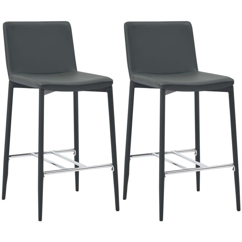 

vidaXL Taburetes de Cocina Cuero Sintético 2 Unidades Gris - Gris
